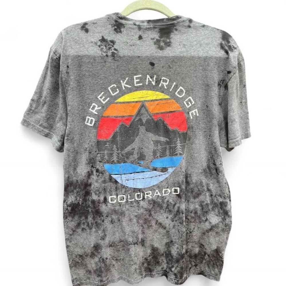 Black Sunbleached Breckenridge Mountain Graphic Tee - Gray